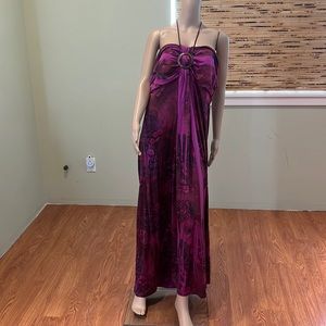 Snap Purple Multi-colored Halter Tie Maxi Dress Size L/XL